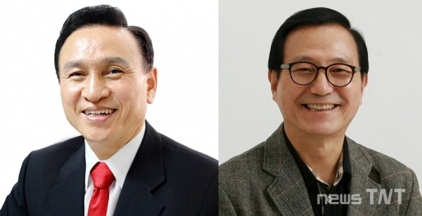 (왼쪽부터) 더불어민주당 구본영 후보 자유한국당 박상돈 후보