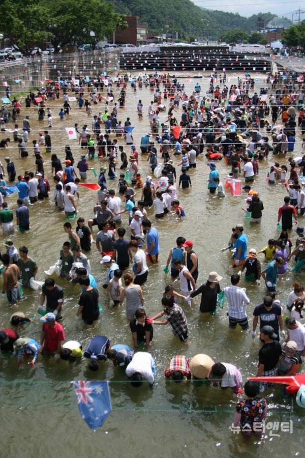 '매화골 맨손물고기 잡기 축제'가 오는 20일과 21일 양일간 매포체육관 앞 대가천 일원에서 열린다. / 단양군 제공