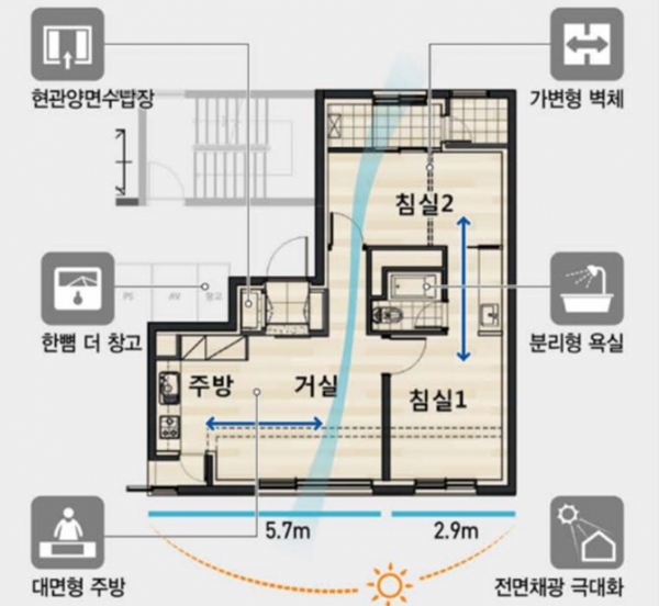 배방 월천지구 '충남형 행복주택' 단위세대(44㎡) / 충남도 제공