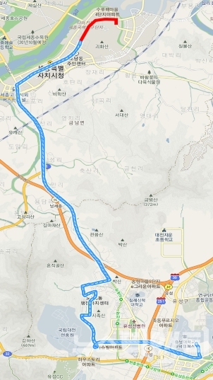 대전 1002번 버스가 세종 반곡동 수루배마을까지 노선을 연장한다. / 세종시 제공