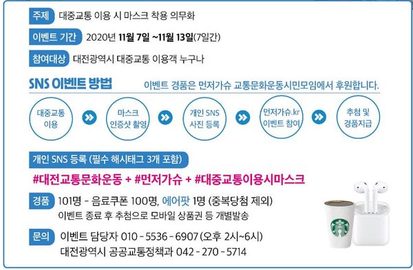 '대중교통 마스크 인증샷 이벤트' / 대전시 제공