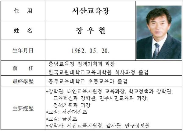서산교육장 장우현 / 충남교육청 제공