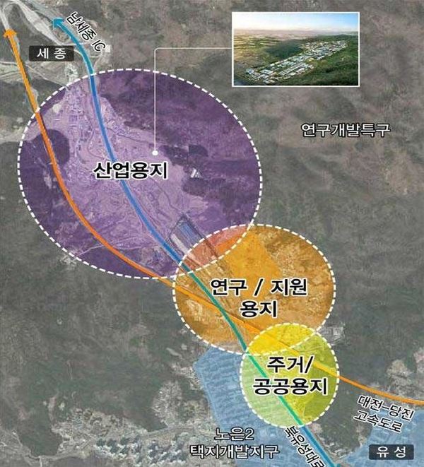 대전 안산 첨단국방융합산업단지 위치도 / 대전시 제공