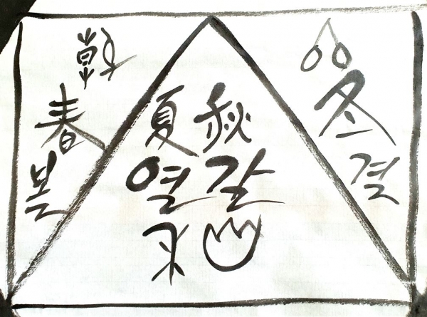 김래호작가의 글자그림「볼열갈결」(한지에 수묵. 70✕70cm) 부분