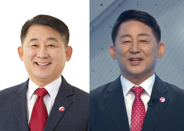 국민의힘 정치신인 후보들이 선거운동 기간 7~8kg을 감량한 비교 사진이 온라인 커뮤니티에서 화제인 가운데, 국민의힘 서철모 대전 서구청장 후보의 최근 2개월 간 8kg 감량한 모습 / 서철모 후보 제공