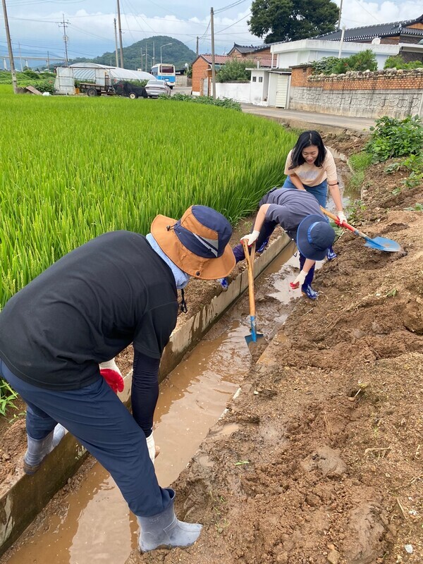 충남도 공동체정책과 직원 10여 명은 지난 25일 집중호우로 피해를 입은 청양군 청남면 농가를 방문해 일손 돕기 활동을 실시했다. / 충남도청 제공