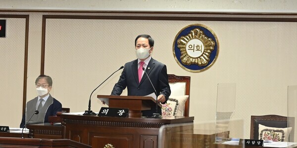 대전 중구의회는 14일 제244회 제1차 정례회를 개회하고, 오는 29일까지 16일간의 의사일정에 돌입한 가운데, 윤양수 의장이 개회사를 하고 있다. / 대전 중구의회 제공