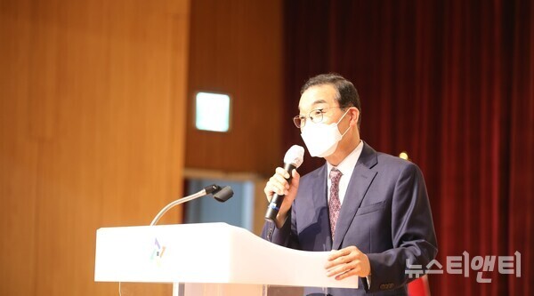 14일 대전 동구청에서 ‘대전역세권-선화지구 활력 회복을 위한 도심융합특구 설명회’가 열린 가운데 김광신 중구청장이 발언하고 있다. / 뉴스티앤티