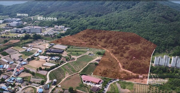 충남도는 지난 11일 경찰청의 국립경찰병원 분원 부지평가위원회에서 아산시 초사동 경찰타운이 1차 관문을 통과했다고 밝혔다. 사진은 경찰인재개발원 유휴부지 / 충남도청 제공