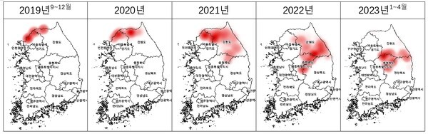 연도멸 야생멧돼지 아프리카돼지열병 발생 지역 / 충남도 제공