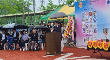 주한베트남 교민 체육대회에서 축사하는 황운하 의원 / 필자 제공