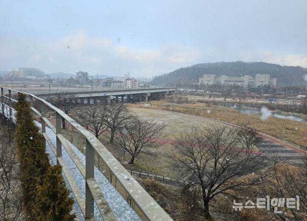 22일 충남, 전라권서부, 제주도 등에 대설특보가 발효된 가운데 대전 유성구 봉명동에 눈이 내리고 있다. / 뉴스티앤티