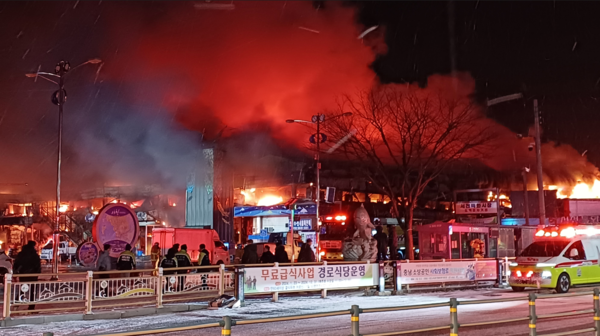 서천군은 지난 22일 오후 10시 50분경 서천특화시장에서 화재가 발생했다고 밝혔다. / 서천군청 제공