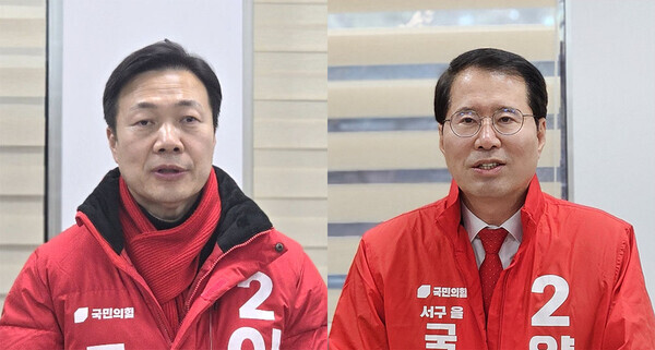 국민의힘 대전 서구을 ‘경선 토론회’가 급물살을 타고 있다. (사진 왼쪽부터 이택구, 양홍규 예비후보)