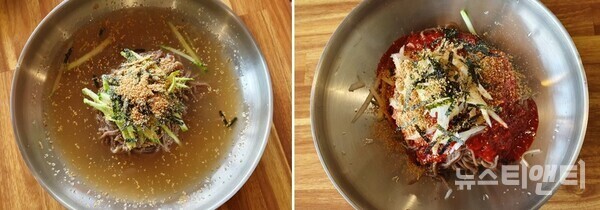 메밀정원 물막국수(좌), 비빔막국수(우) / 뉴스티앤티