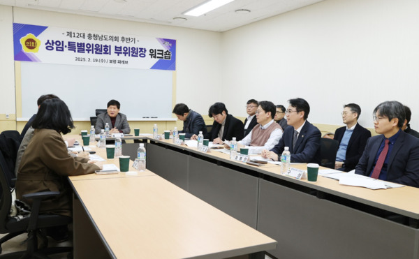 충남도의회는 지난 19일 보령시 파레브 호텔에서 제12대 후반기 상임‧특별위원회 부위원장 워크숍을 개최하고, 남은 후반기 동안 더 나은 의정활동을 펼치기 위한 토론의 시간을 가졌다고 밝혔다. / 충남도의회 제공