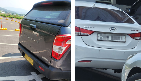 더불어민주당 충남도당은 제21대 대통령 선거 본투표가 진행되는 3일 천안과 부여 일부 투표소에서 유권자 실어나르는 것으로 의심되는 정황이 포착되어 신고 조치했다고 밝혔다. 사진은 천안지역 의심 차량 / 더불어민주당 충남도당 제공