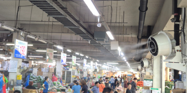 농협대전공판장은 15일 오정농수산물도매시장 복합상가동 점포 전역에 쿨링포그시스템 설치를 완료했다고 밝혔다. / 농협대전지역본부 제공