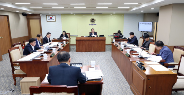 충남도의회는 28일 '충남대전 행정통합 특별위원회'가 제3차 회의를 개최하고, ‘대전광역시와 충청남도 통합에 대한 의견 청취의 건’을 심사했다고 밝혔다. / 충남도의회 제공