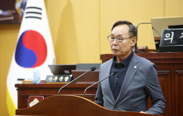 서산시의회는 9일 무소속 이수의 의원이 제308회 임시회 제1차 본회의에서 '유기방가옥 주차장 조성의 필요성'을 주제로 5분 자유발언을 진행했다고 밝혔다. / 서산시의회 제공