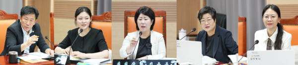 아산시의회는 오는 15일부터 16일까지 이틀간 아산시 탄소중립을 위한 특별위원회가 회의를 개최하고, 아산시 탄소중립 관련 사업의 추진 현황 및 계획에 대한 업무보고를 청취할 예정이라고 밝혔다(사진 왼쪽부터 윤원준 의원, 김미성 의원, 김은복 의원, 김희영 의원, 김미영 위원장). / 아산시의회 제공