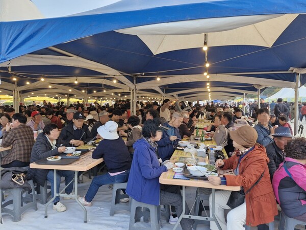 고흥군이 제5회 고흥유자축제 먹거리부스는 고흥 삼치회, 매생이떡국, 유자골고흥한우함박, 전통시장 숯불생선구이, 전어구이 및 회 반반 메뉴 등 고흥에서만 맛볼 수 있는 제철 음식과 지역 식재료 중심으로 음식부스 16개를 운영해 큰 호평을 받았다./고흥군 제공