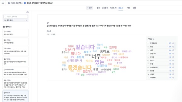 성동구가 시범 도입한 AI 기반 설문조사 분석 플랫폼 화면. / 성동구청 제공