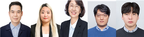 (좌측부터) 한양대 유호천 교수, 한양대 강승미 박사과정생, 경상국립대 김윤희 교수, 가천대 이충환 교수, 한양대 ERICA 오세용 교수