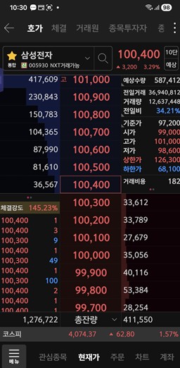 삼성전자 호가 / 키움증권 화면 캡처