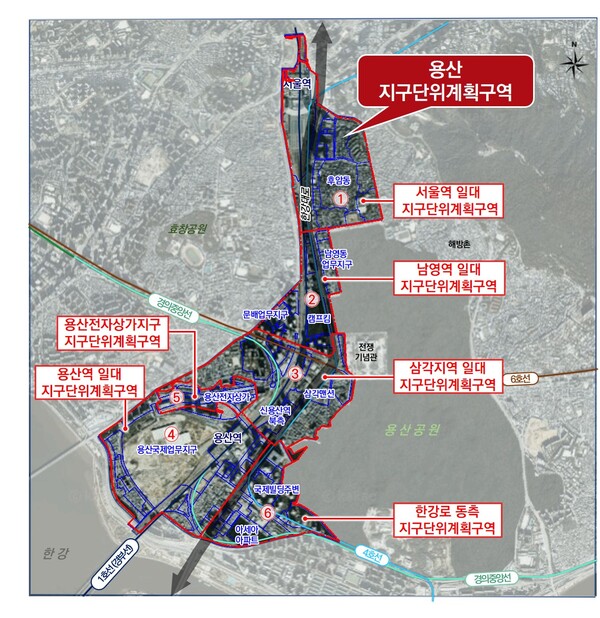 용산구가 10년 만에 재정비를 추진한 ‘용산 지구단위계획구역’ 위치도. / 용산구청 제공