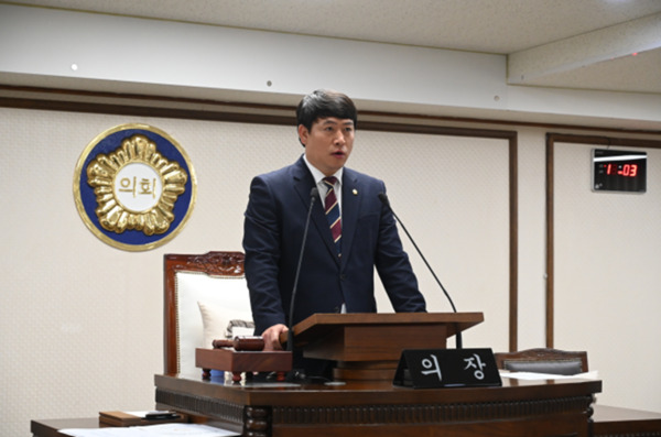 대전 중구의회는 20일 제270회 제2차 정례회 제1차 본회의를 개회하고, 회기일정에 돌입한 가운데, 오은규 의장이 개회사를 하고 있다. / 대전 중구의회 제공