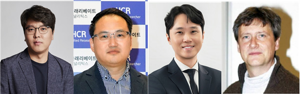 왼쪽부터) 건축사회환경공학부 노준홍 교수, 전기전자공학부 안춘기 교수, 신소재공학부 남대현 교수, 인공지능학과 Klaus-Robert Müller 교수