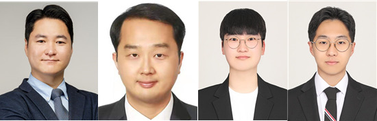 (좌측부터) 한양대 노태우 교수, 상하이이공대 유병준 교수, 한양대 이기준 석사과정생, 한양대 김정근 석사과정생
