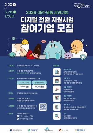 대전관광공사, 관광기업 디지털 전환 지원... 기업당 최대 1500만 원 - 뉴스 썸네일 이미지